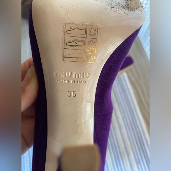 Miu Miu Women's  Suede Purple Classic Heels Shoes Size 36 - Picture 6 of 13